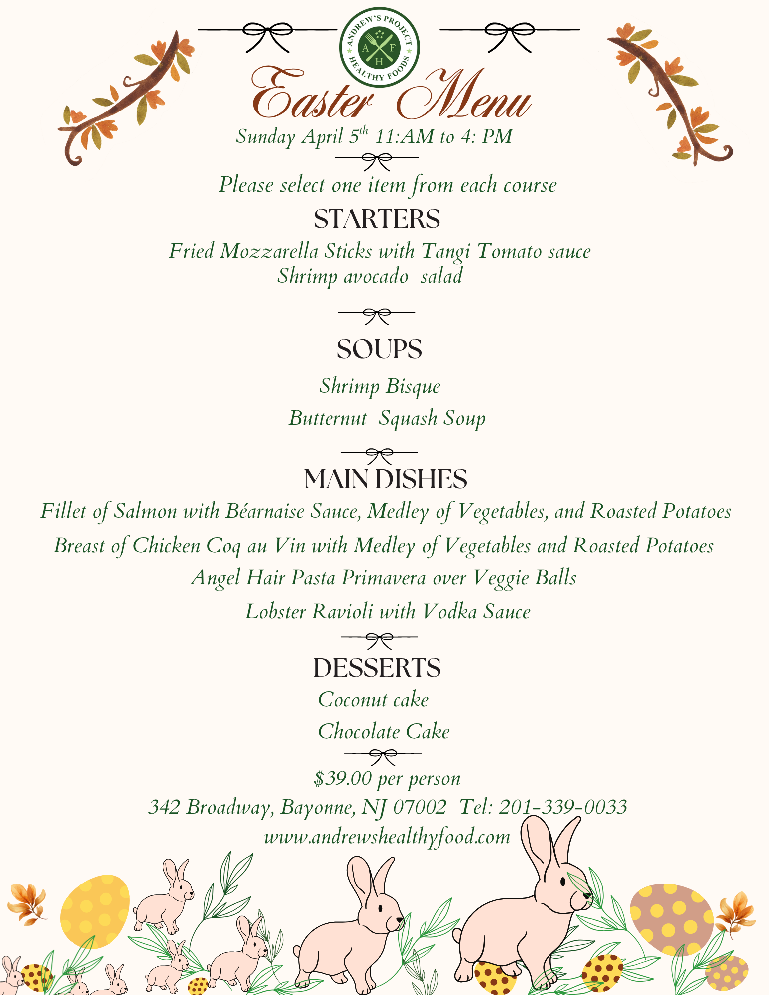 Easter Menu